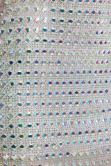 Embellished V-neck A-Line Mini Dress in Silver